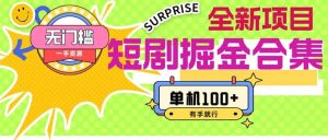 短剧掘金合集2.0  无门槛没成本 有手就行 单机100+-掘金网