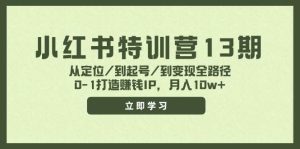 小红书特训营13期,从定位/到起号/到变现全路径,0-1打造赚钱IP,月入10w+-掘金网