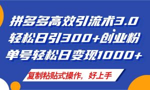 拼多多店铺引流技术3.0,日引300+付费创业粉,单号轻松日变现1000+-掘金网