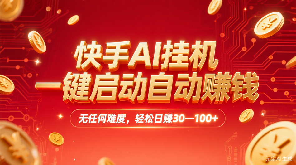 快手AI,一键启动自动赚钱 无任何难度,轻松一天30—100+-掘金网