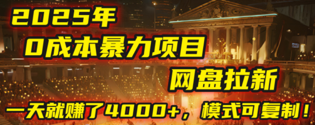 2025年，一个0成本的暴力项目，靠网盘拉新，有人一天就赚了4000+，模式可复制！-掘金网