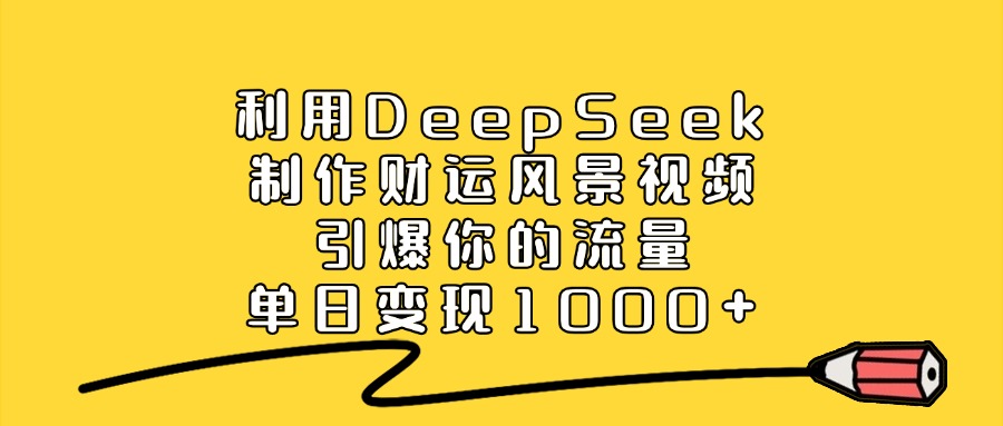 利用DeepSeek制作财运风景视频，引爆视频流量，单日变现1000+-掘金网